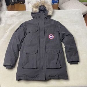 Canada Goose Expedition Parka Jacket Mens XS Black Fur Hood Down Fill